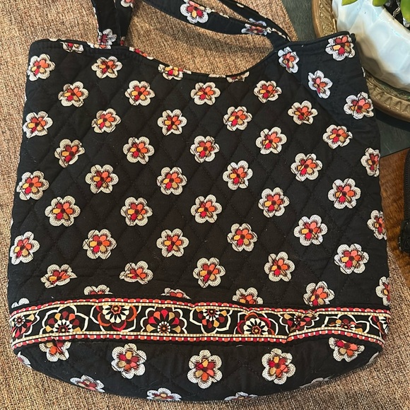 Vera Bradley Black and Red Floral Tote Bag - Picture 4 of 12